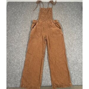 Free People Brown Natural Sights Linen Overalls Jumpsuit‎ Women's Size XS